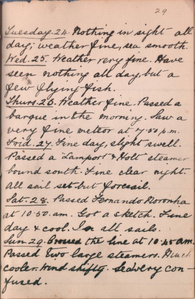 24 December 1889 journal entry